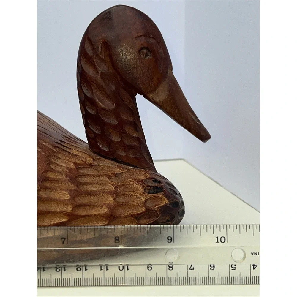 Hand Carved Wood Duck Figurine Vintage Artist Signed Delphine Nelson 6